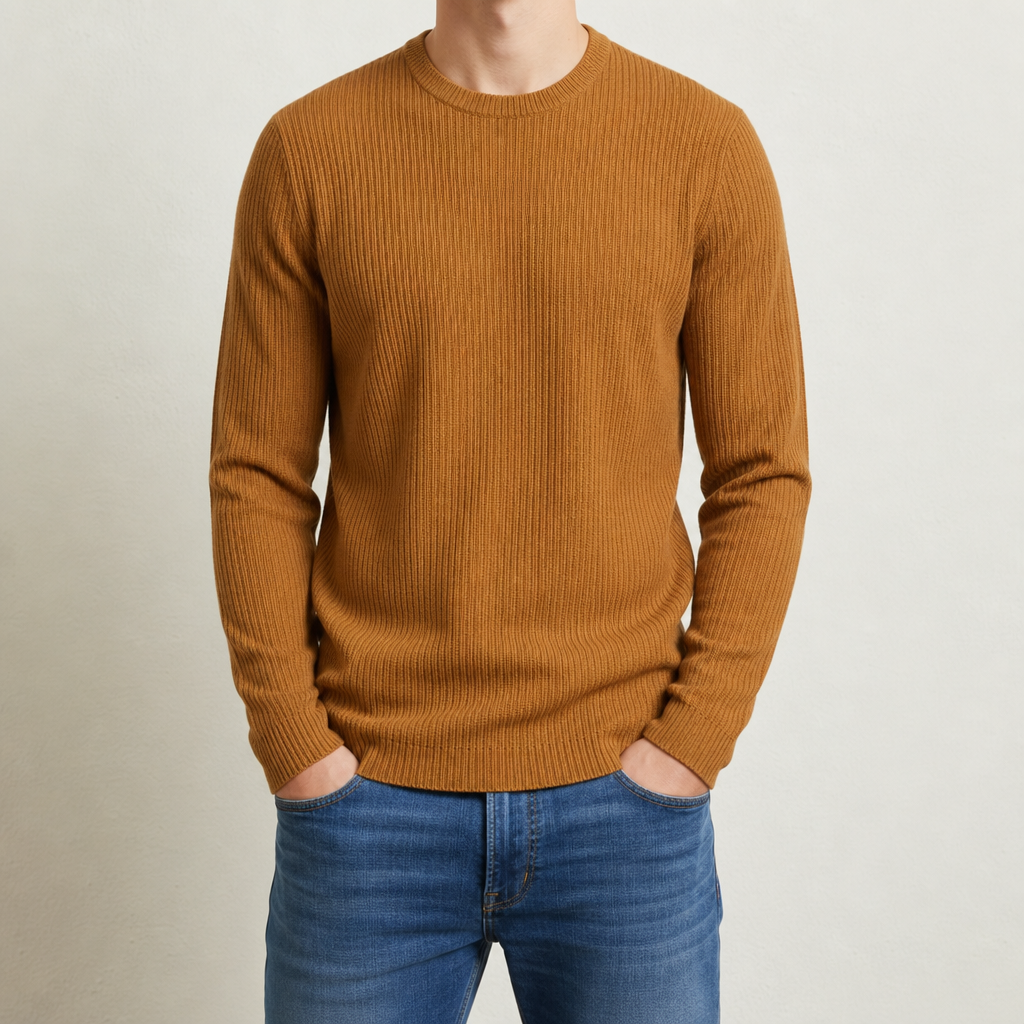 Kythnos Ribbed Knit Sweater in Brown