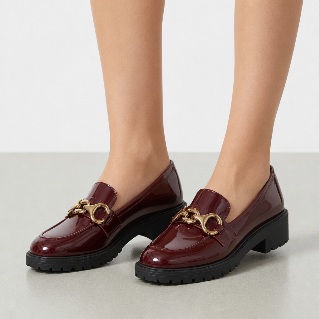 Capri Patent Horsebit Loafers in Burgundy