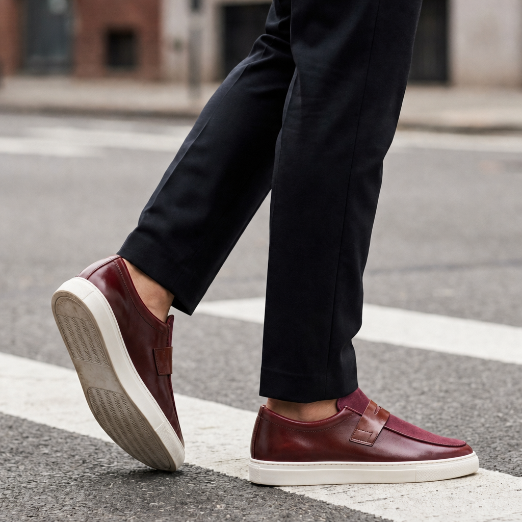 Rethymno Suede Leather Loafers in Burgundy