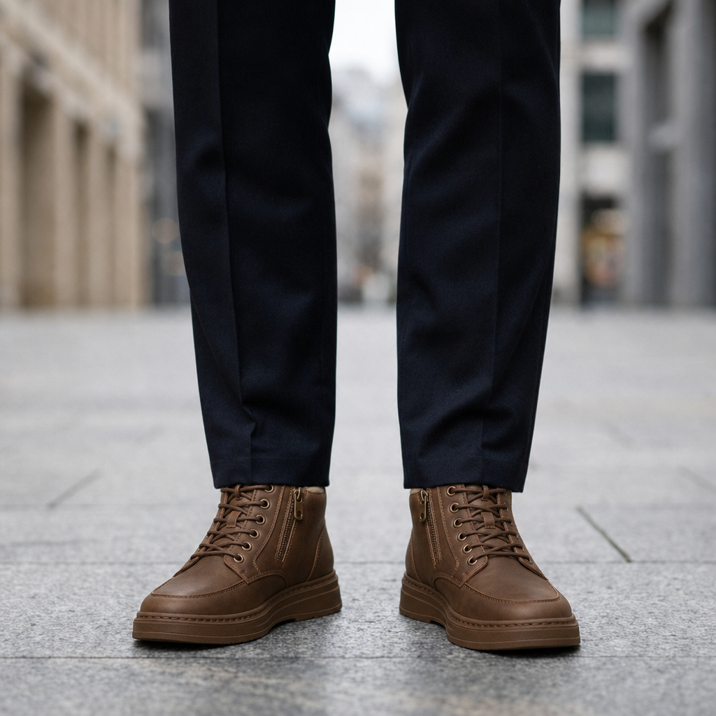 Chania Shearling Lined Ankle Boots in Camel