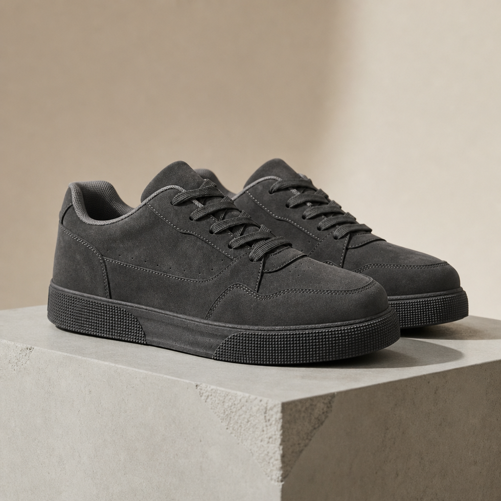 Capri Suede Low-Top Sneakers in Charcoal