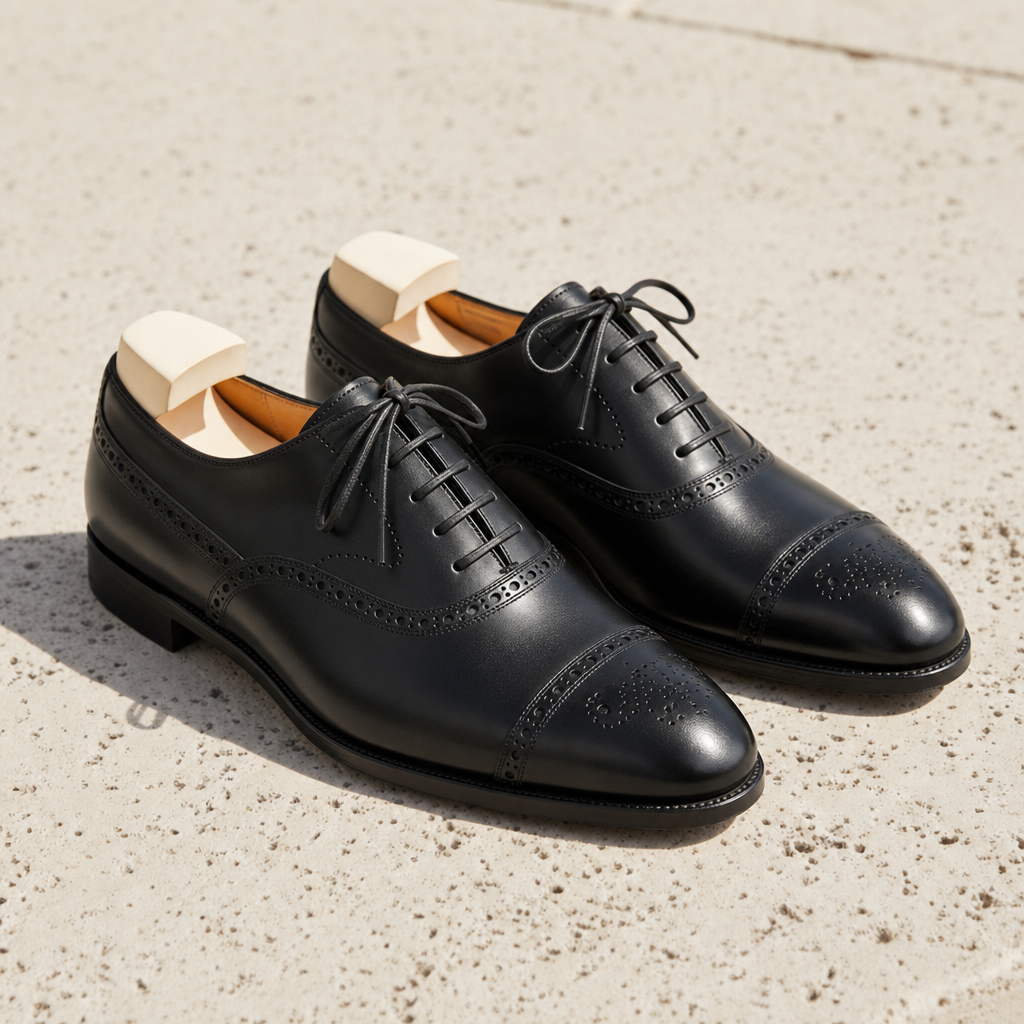 Cavtat Brogue Cap-Toe Oxfords in Classic Black