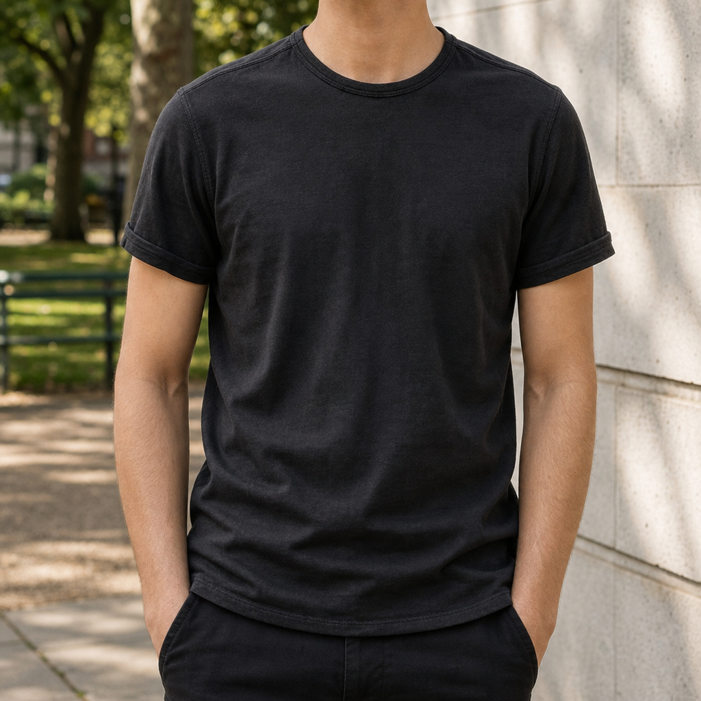 Antiparos Vintage Cotton T-Shirt in Classic Black