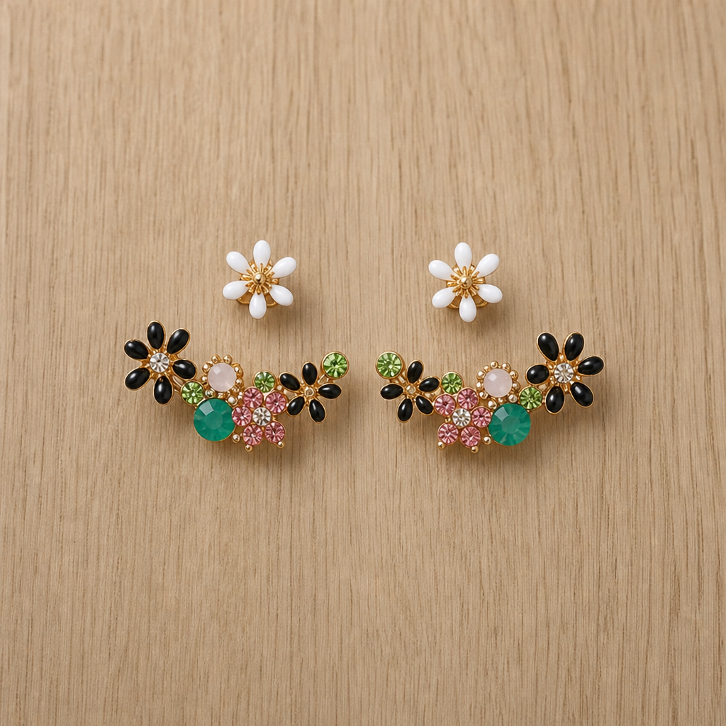 Marenzo Floral Crystal Ear Jacket in Classic