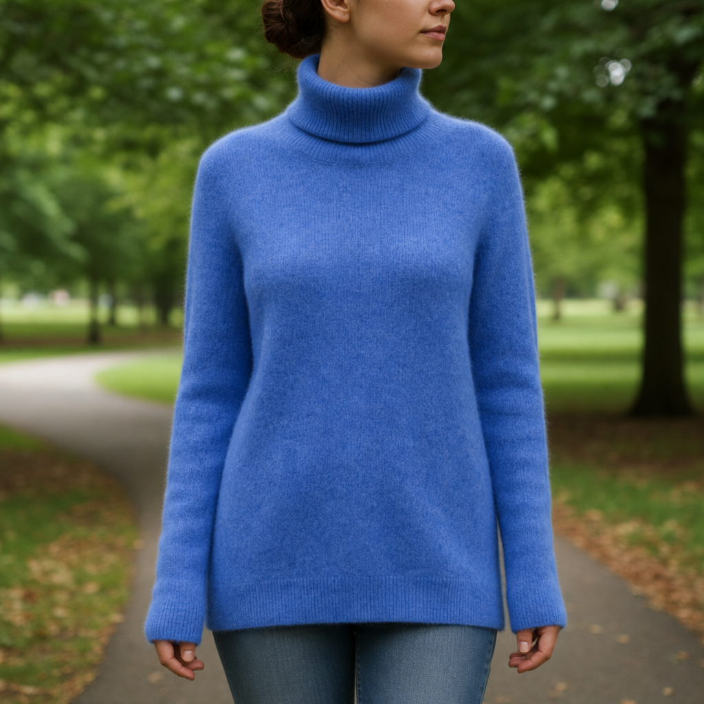 Taormina Cashmere Turtleneck Pullover in Coastal Blue
