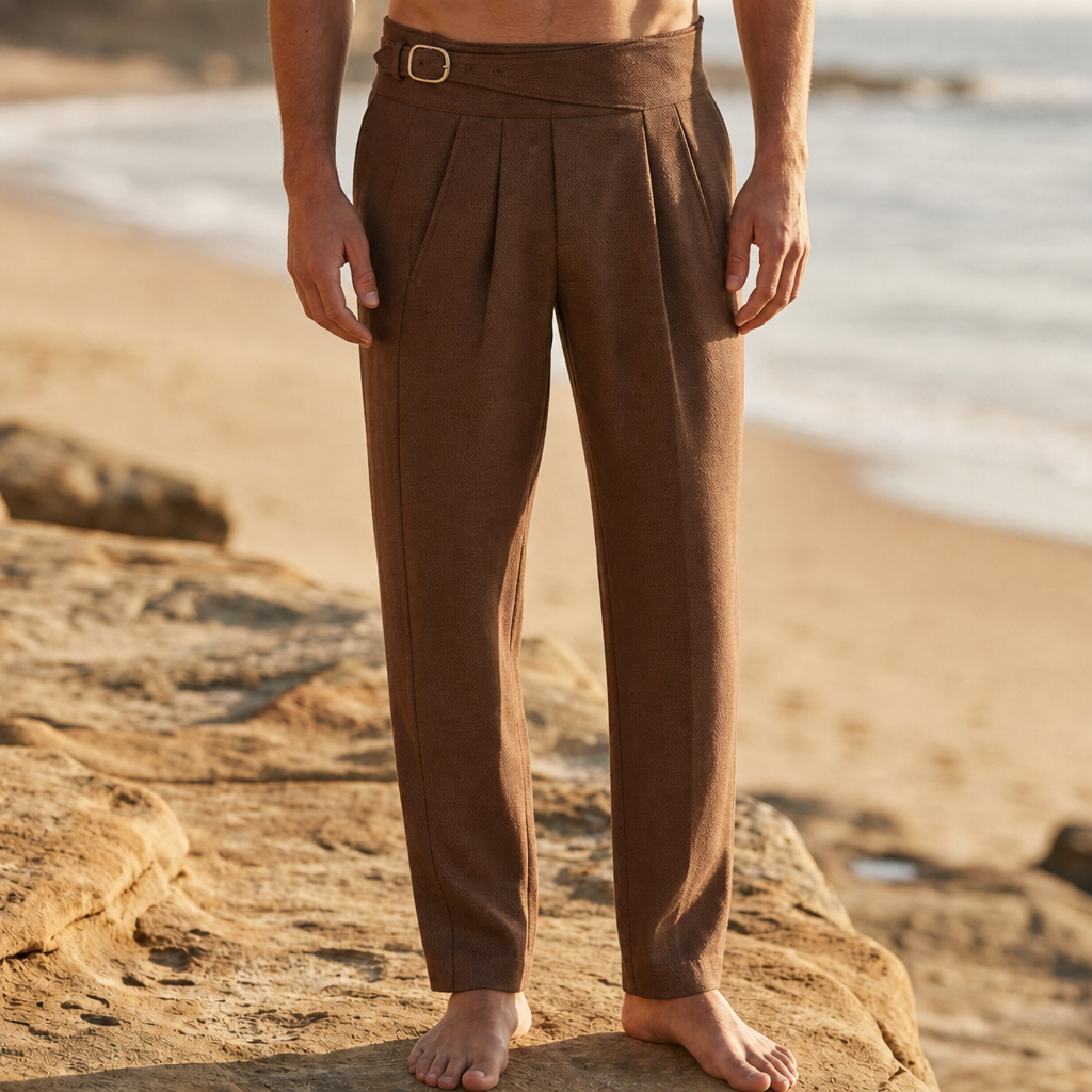 Sarentina Pleated Gurkha Trousers in Coffee