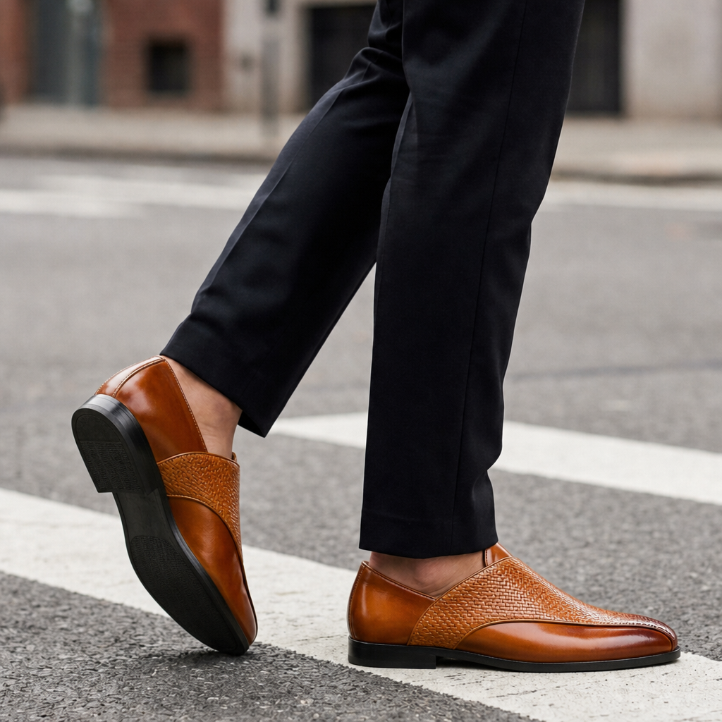 Caceres Woven Leather Loafers in Cognac