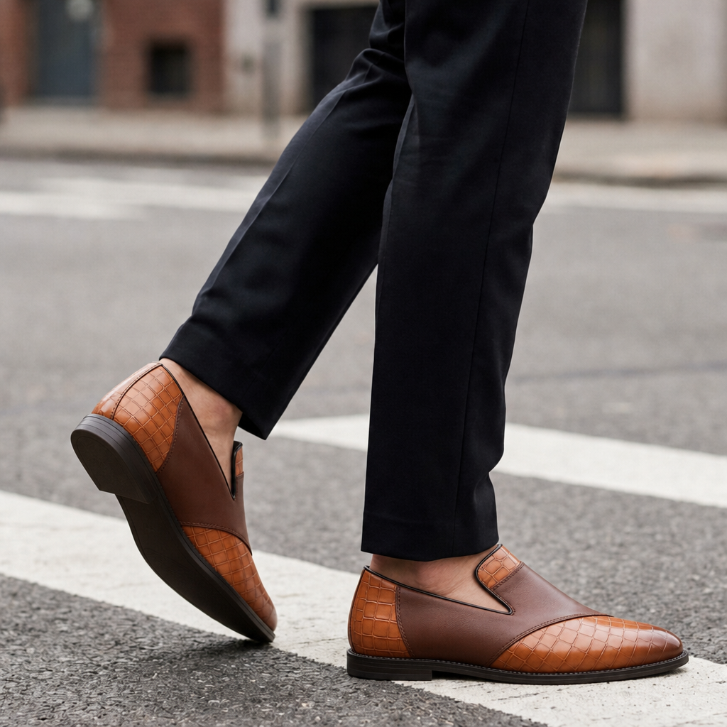 Patmos Two-Tone Leather Loafers in Cognac