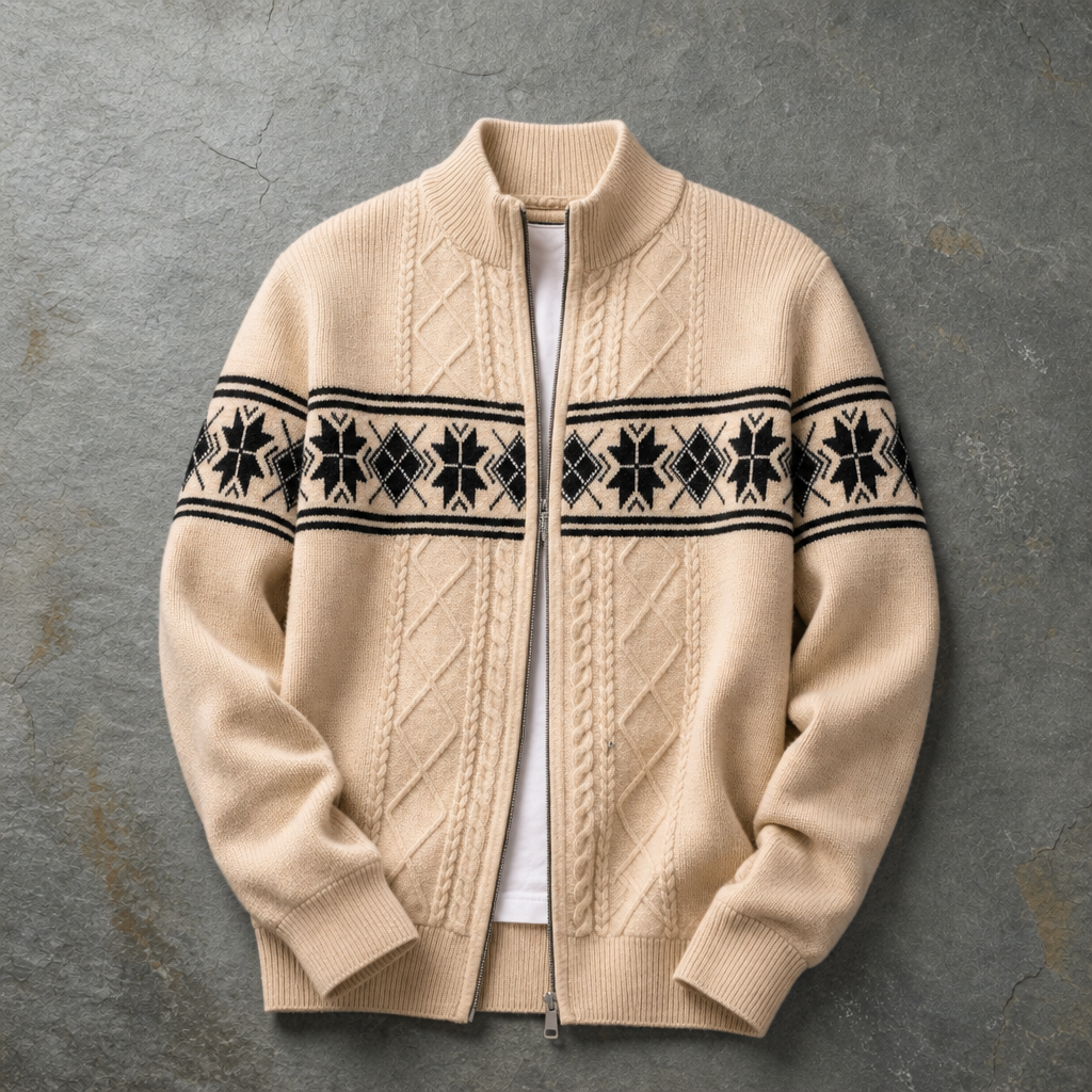 Vieste Nordic Cable Knit Cardigan in Cream