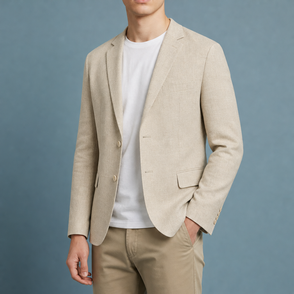 Mallorca Linen Blend Blazer in Cream
