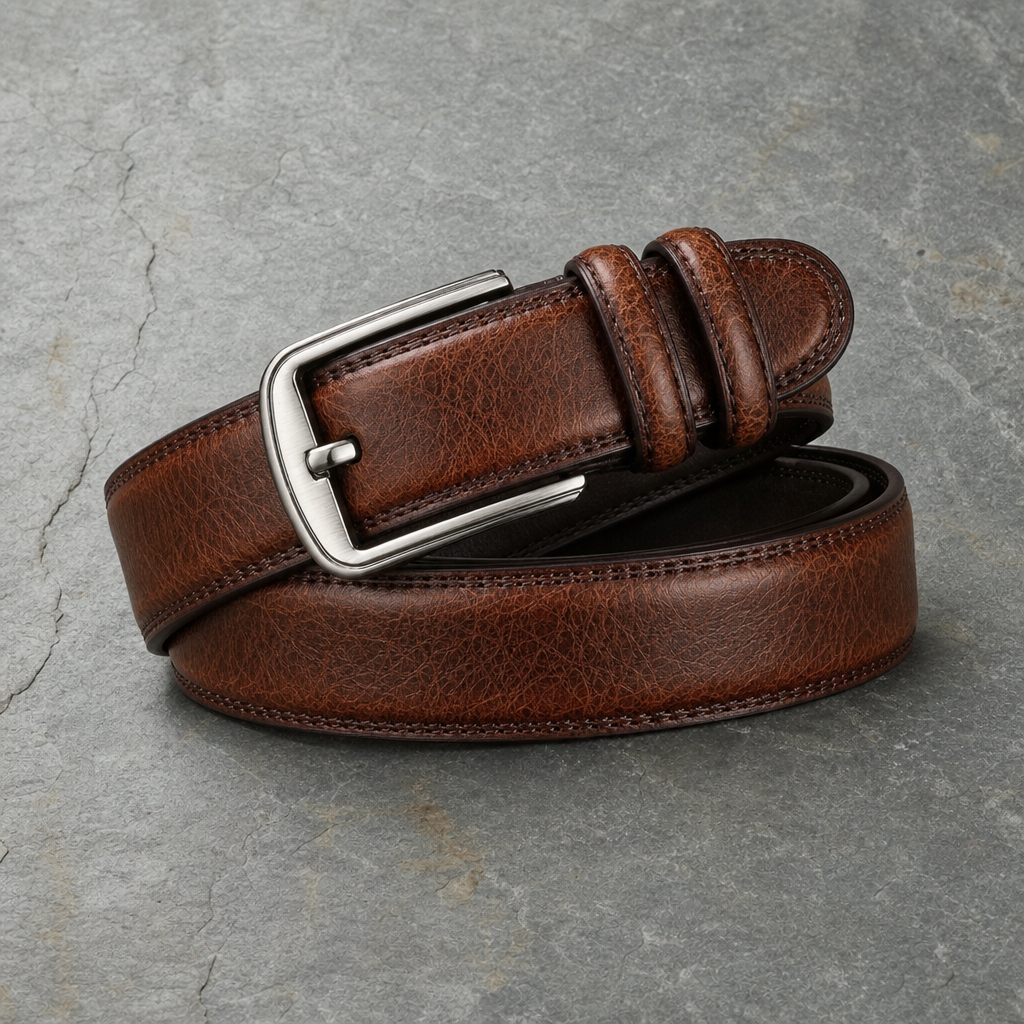 Ravello Classic Cowhide Leather Belt in Dark Brown