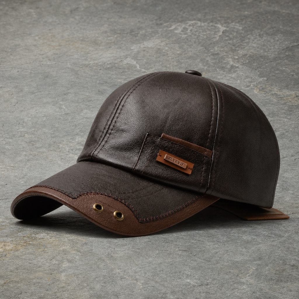 Sperlonga Leather Baseball Cap in Dark Brown