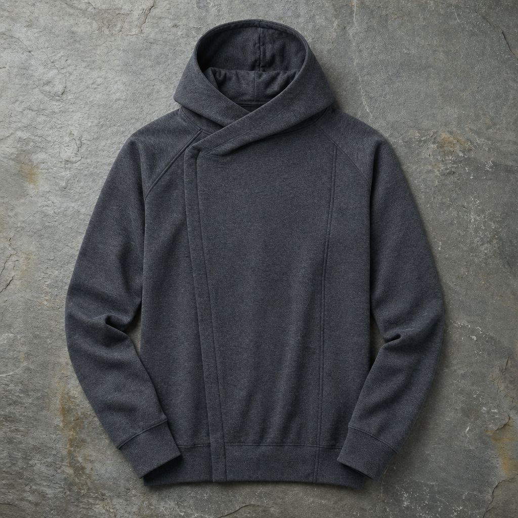 Funchal Asymmetric Slim Hoodie in Dark Gray