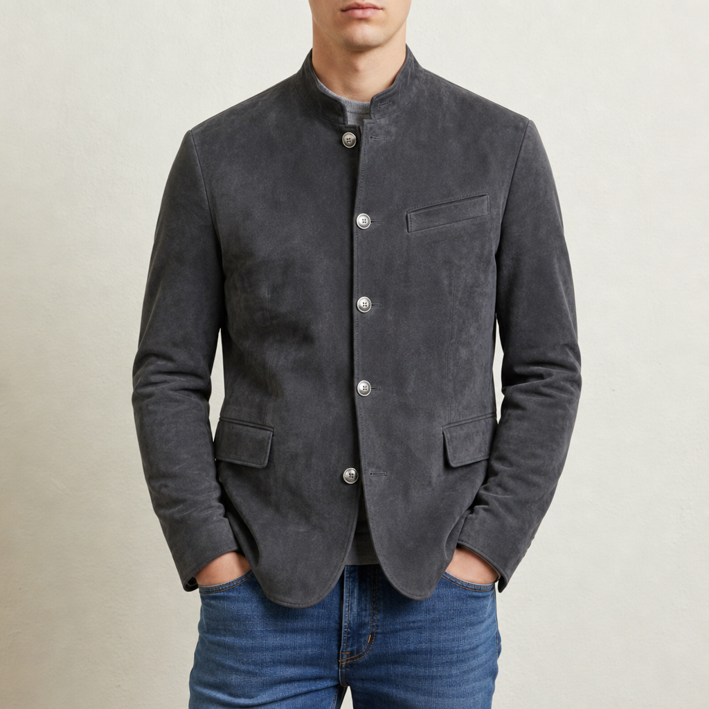 Gilberto Classic Button Down Jacket in Dark Gray