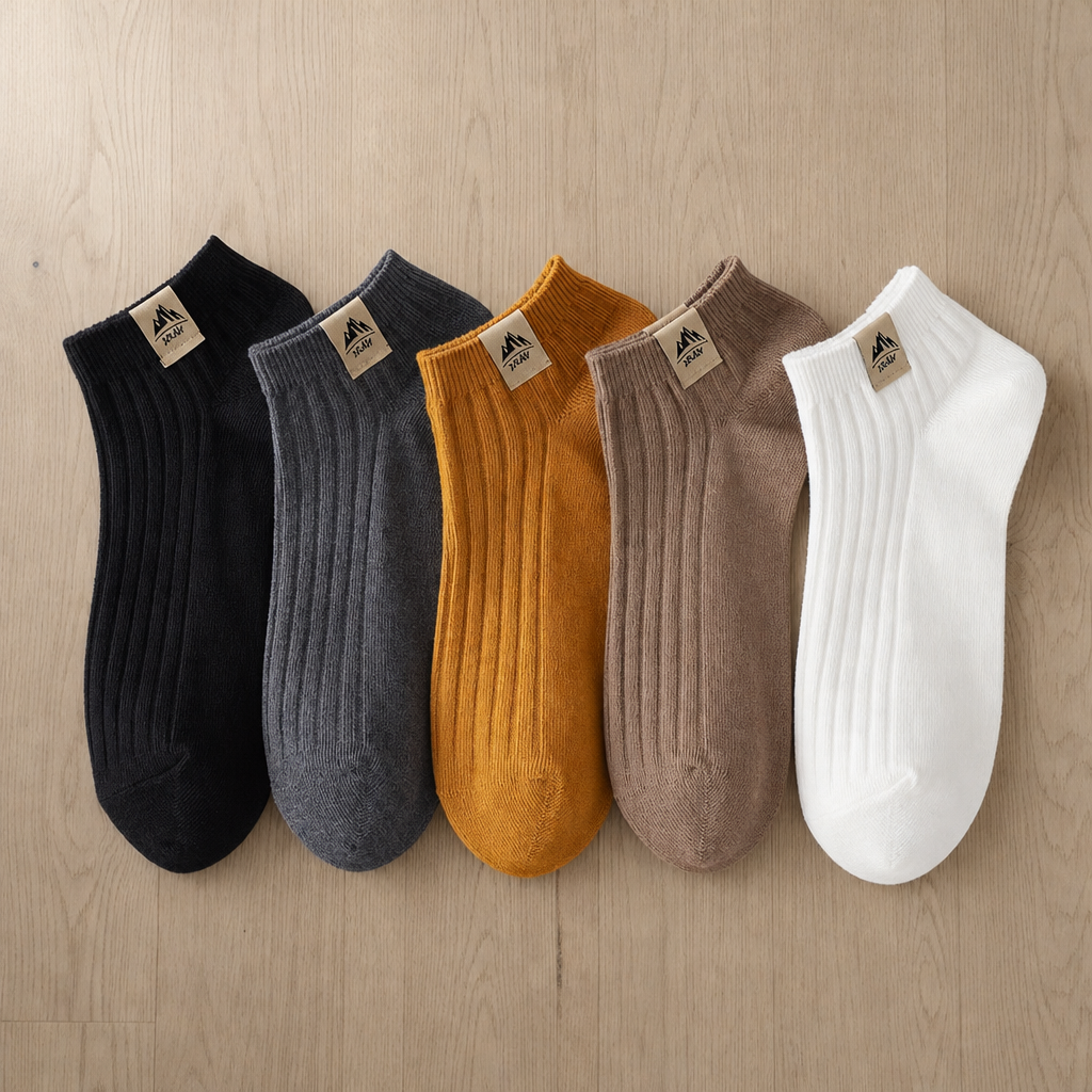 Split Ribbed Ankle Sock Set in Dark Mix (5-Pack)