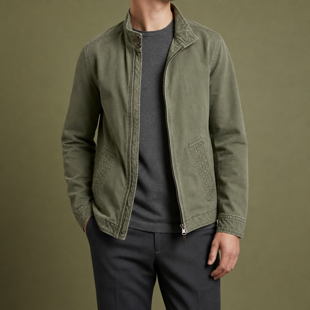 Javea Zip-Front Utility Jacket in Deep Green