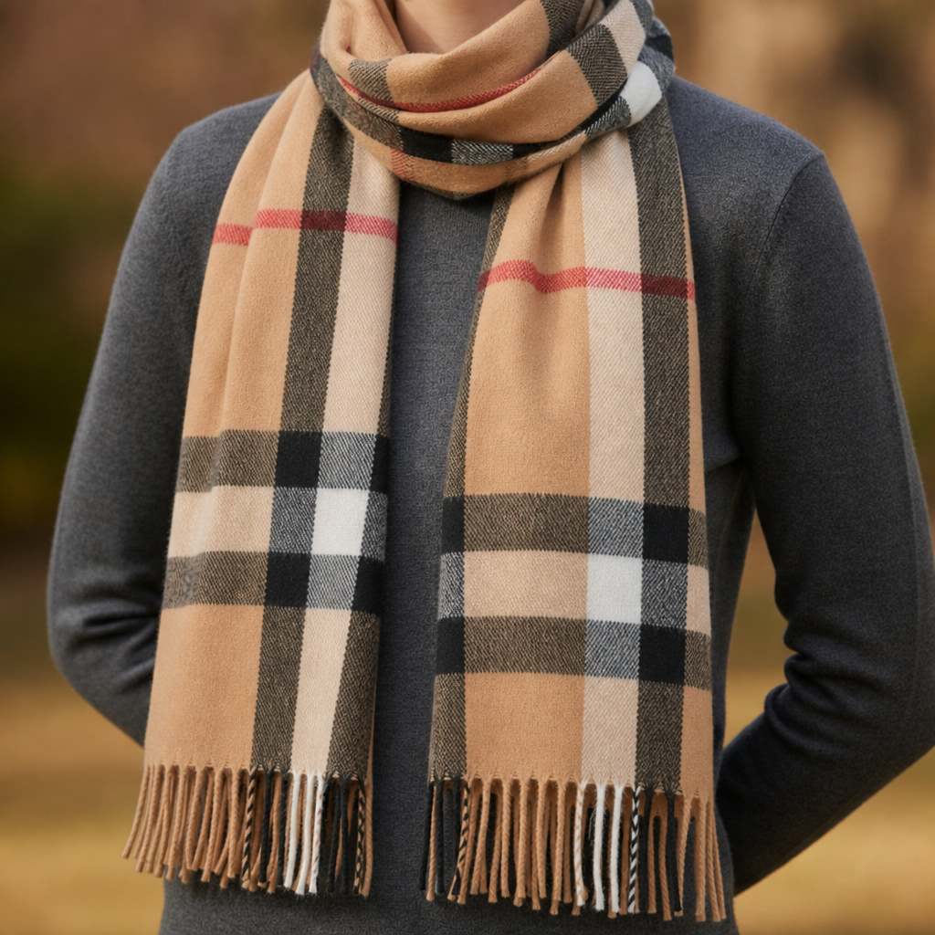 Collioure Plaid Tassel Scarf in Default