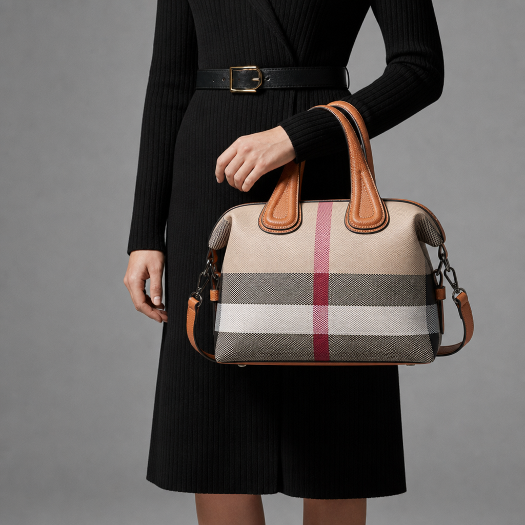 Alassio Plaid Satchel Handbag in Default