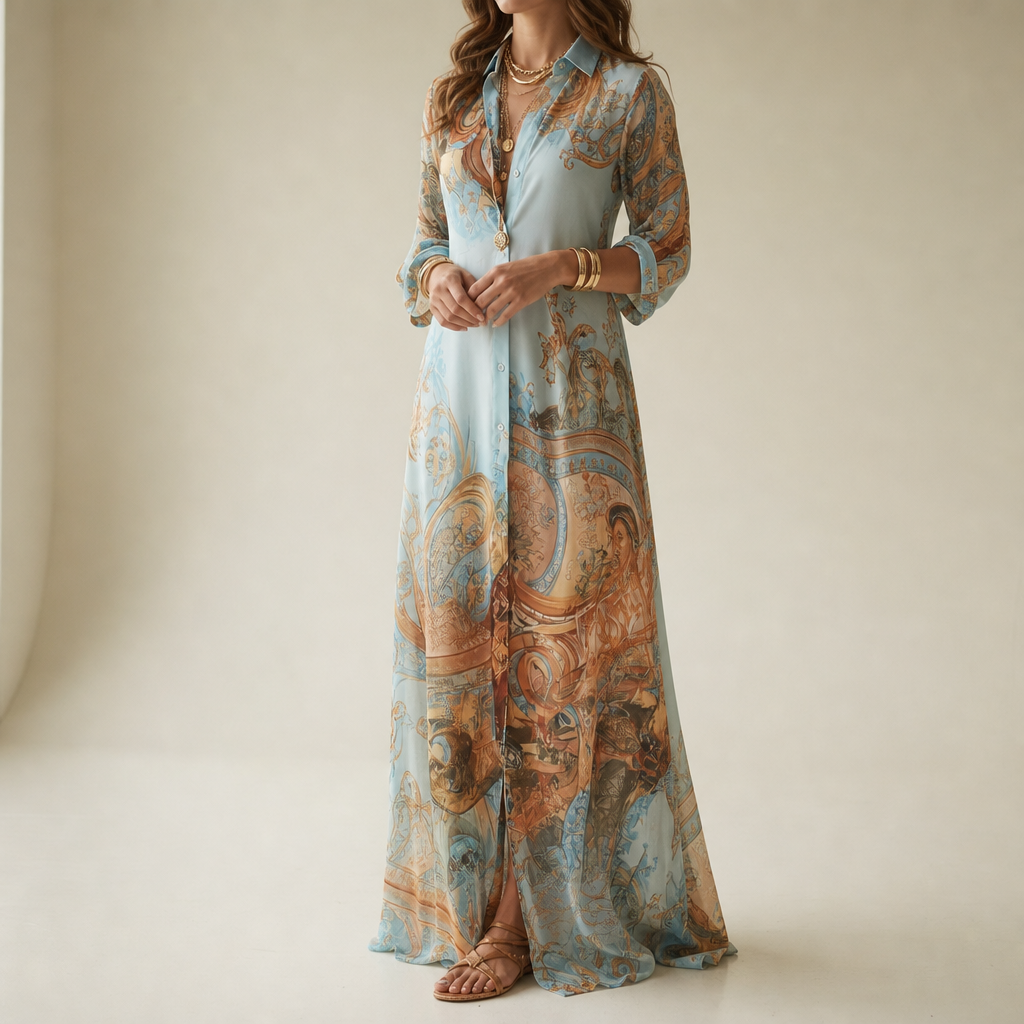 Ajaccio Baroque Print Maxi Dress in Default