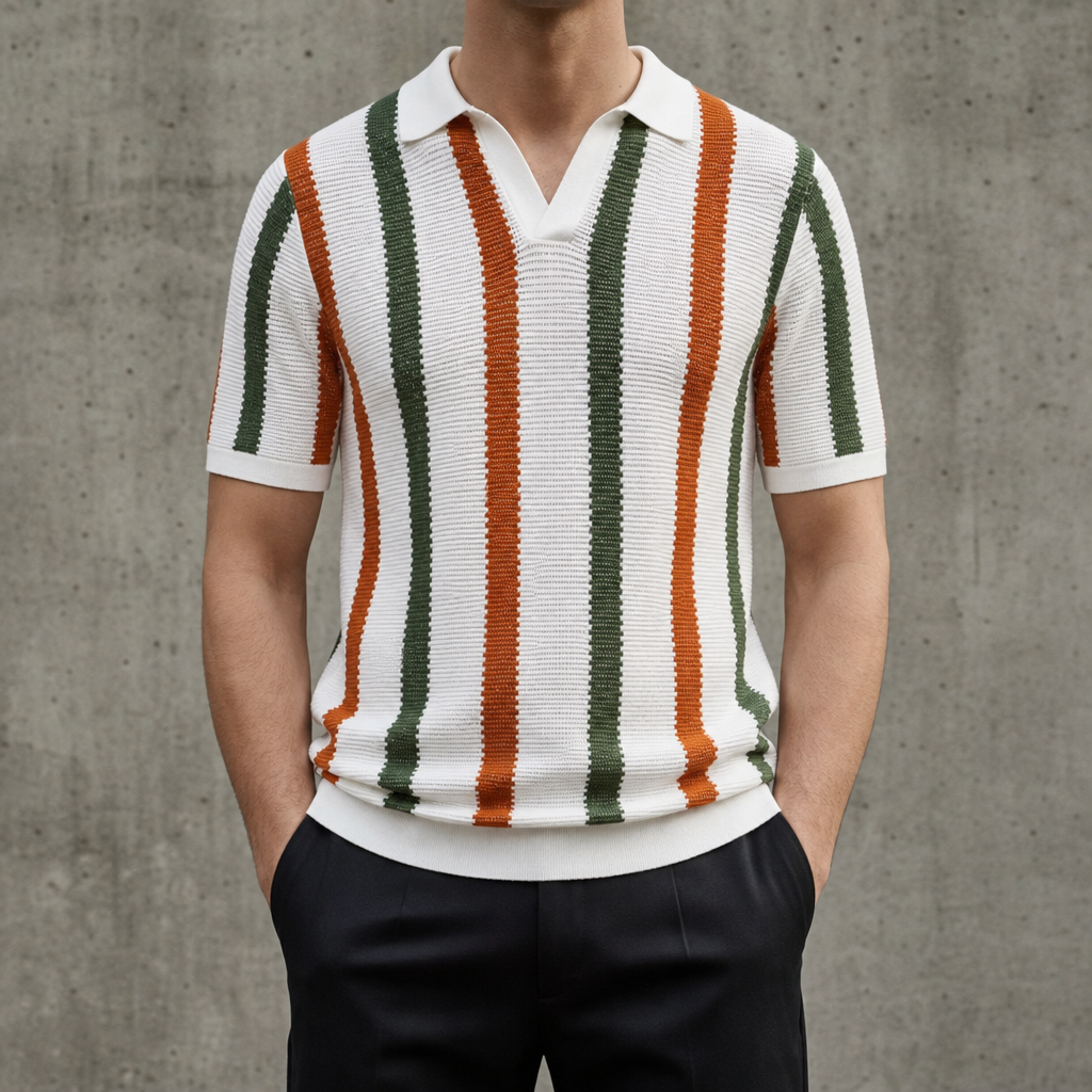Antibes Striped Knit Polo in Default