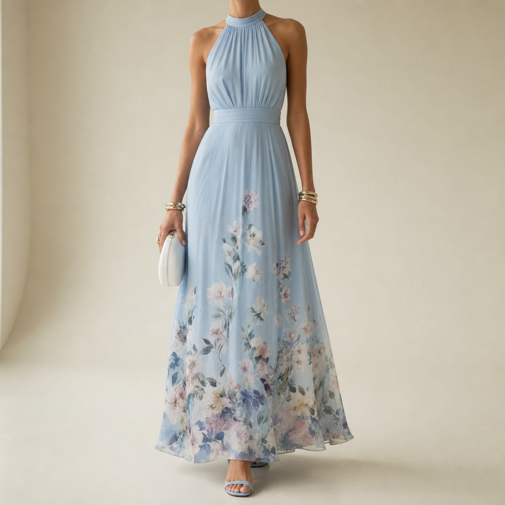 Volterra Floral Halter Maxi Dress in Default