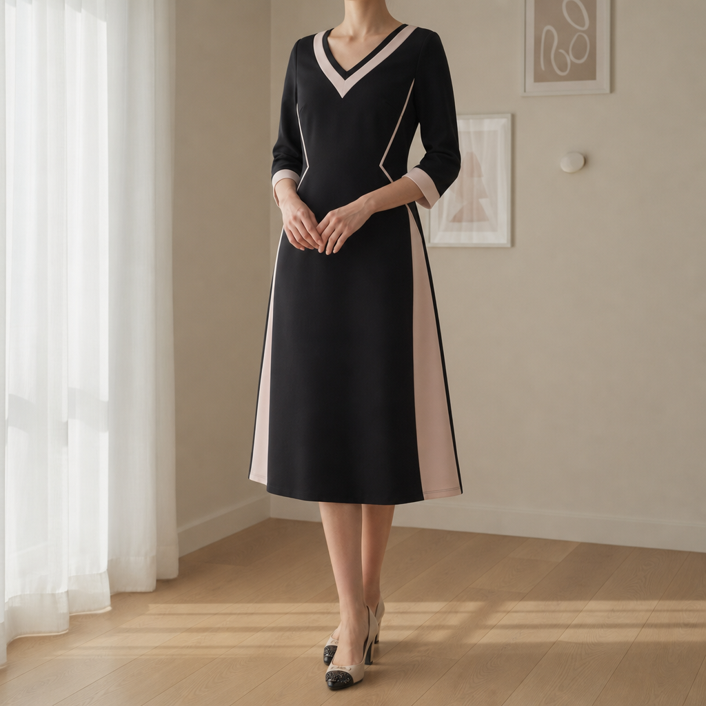 Marvao Color Block Midi Dress in Default