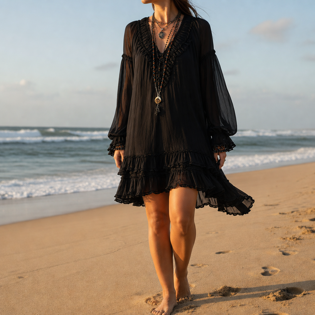 Comillas Ruffled Chiffon Mini Dress in Default