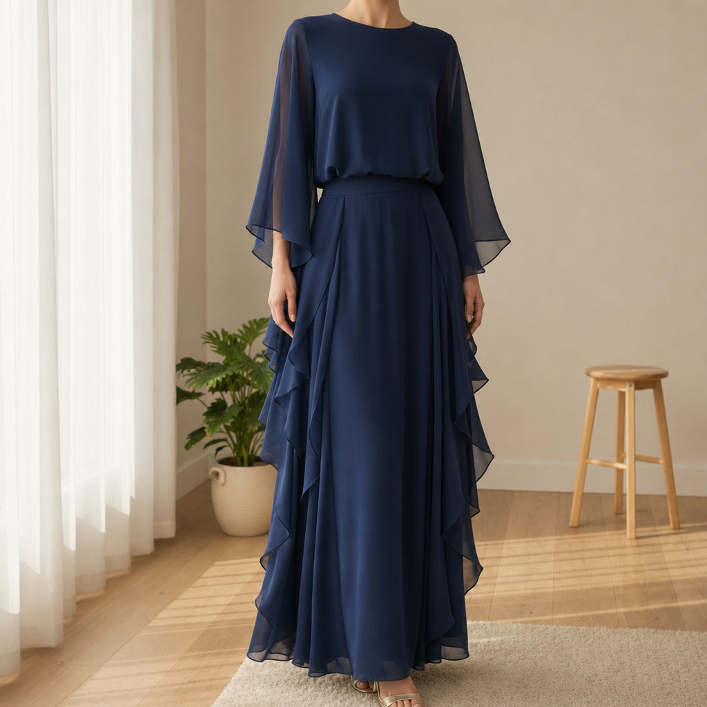 Deia Ruffle Chiffon Maxi Dress in Default