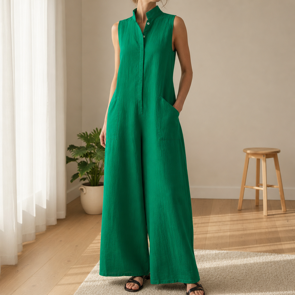 Kardamyli Linen Maxi Jumpsuit in Default