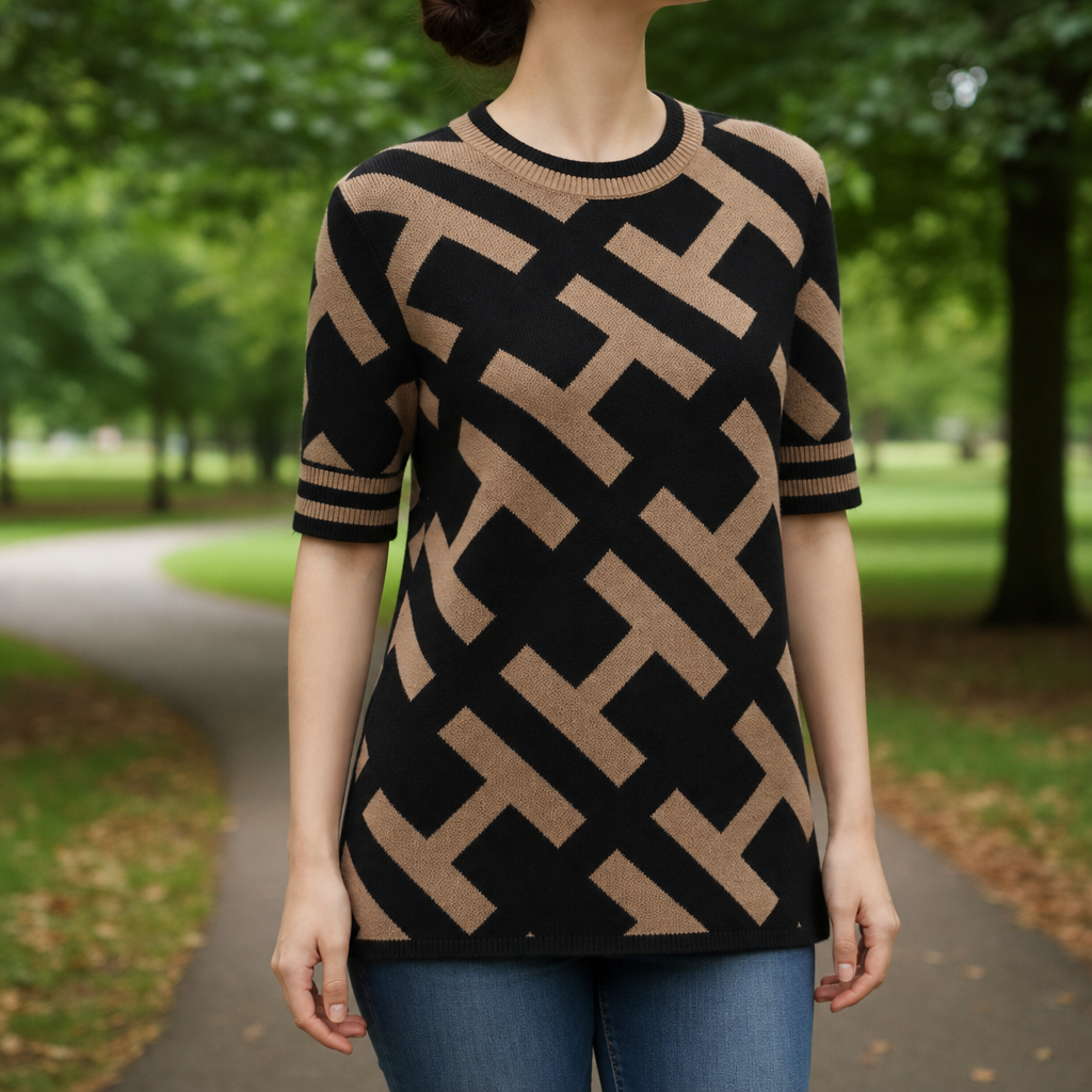Peniscola Geometric Knit Top in Default