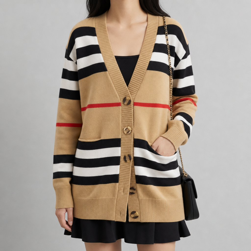 Braga Striped Knit Cardigan in Default