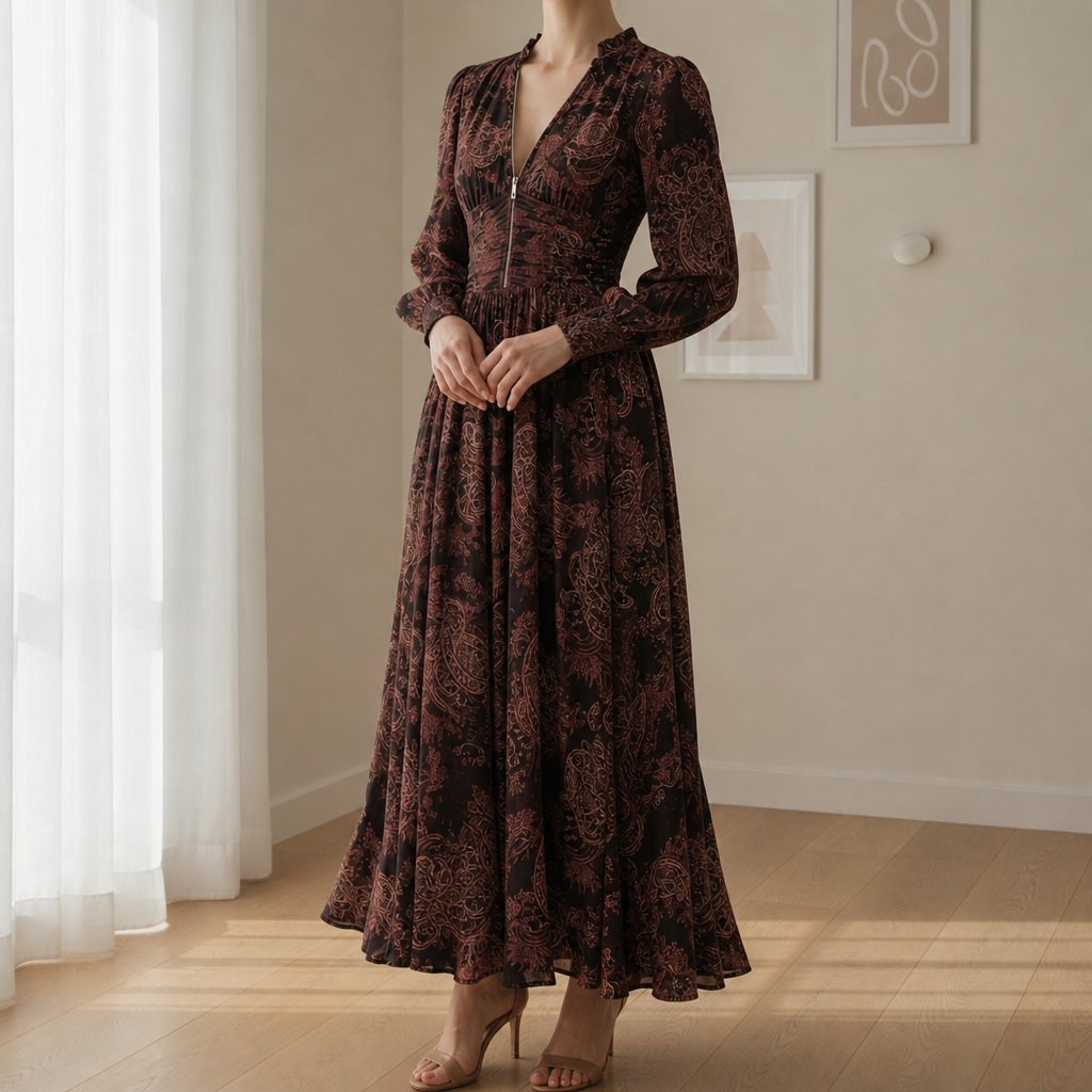 Roussillon Paisley Zip Maxi Dress in Default
