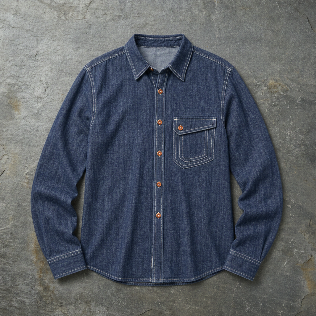Tarifa Heritage Denim Shirt in Denim Blue