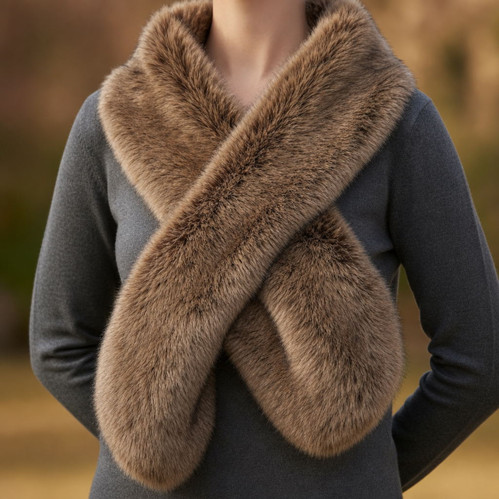 Rab Faux Fur Wrap Shawl in Espresso