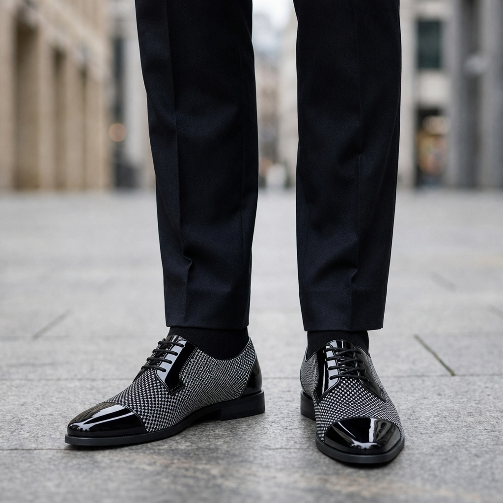 Cinque Terre Gloss Cap-Toe Oxfords in Gray
