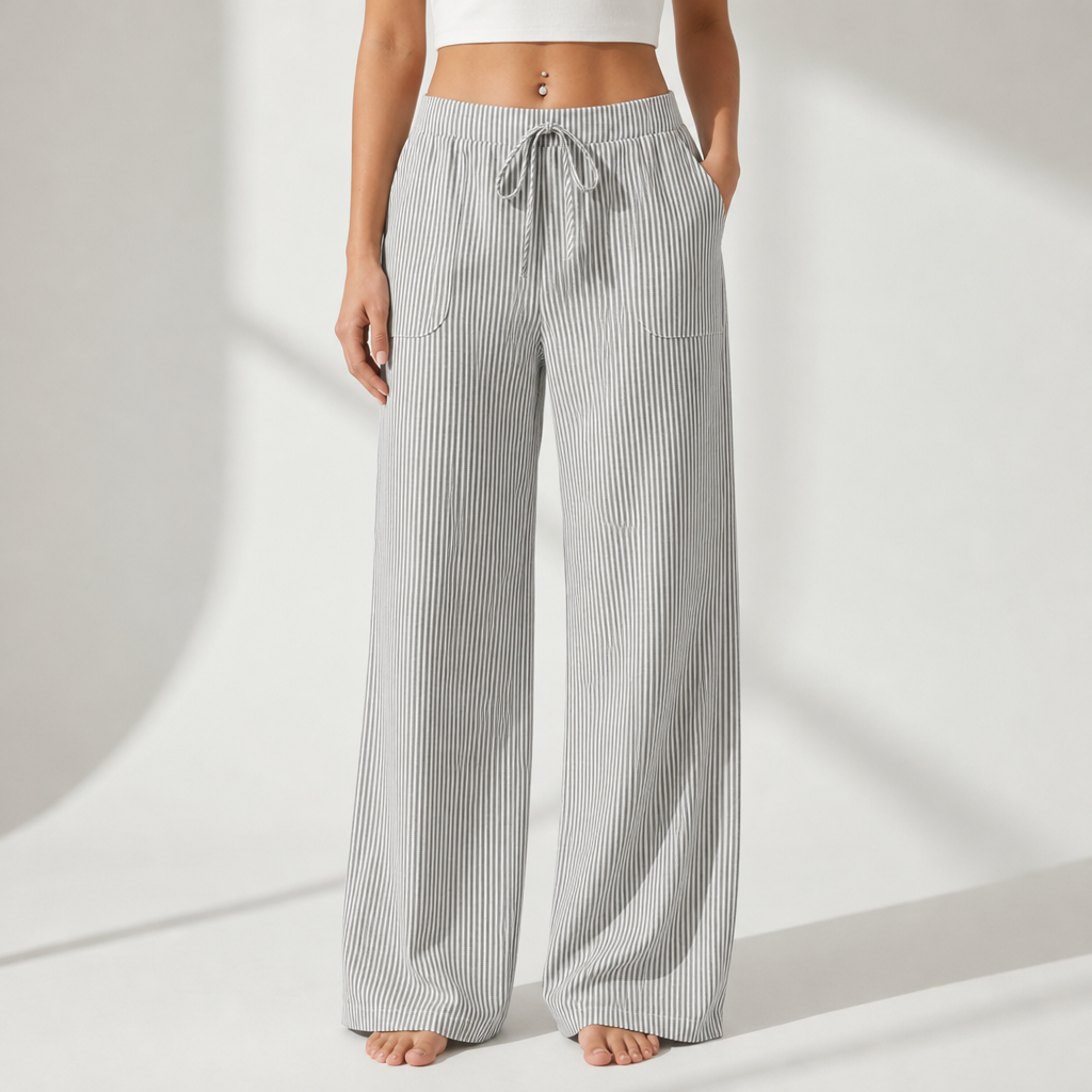 Monaco Striped Wide Leg Pants in Gray