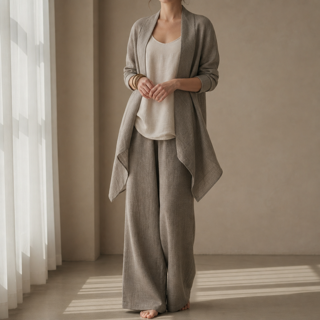 Montalcino Linen Three-Piece Set in Gray