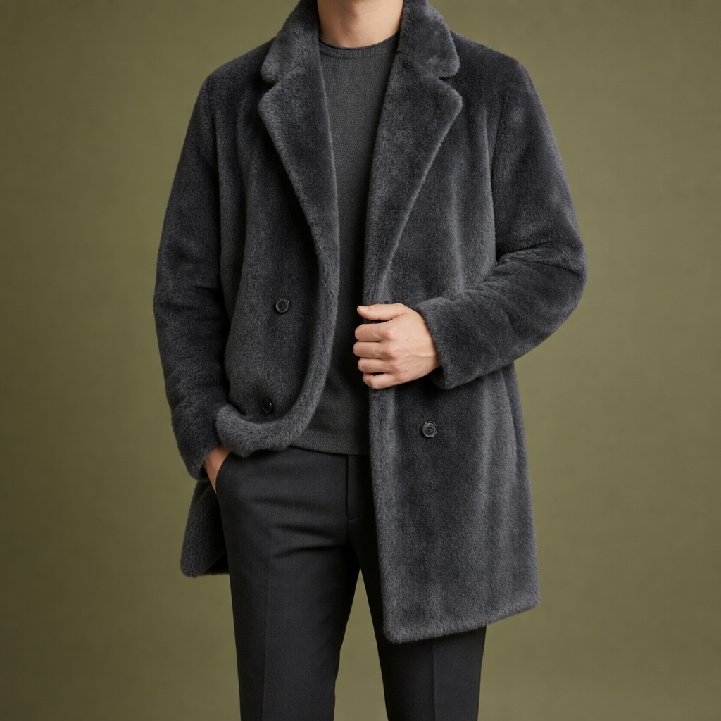 Avila Faux Fur Overcoat in Gray