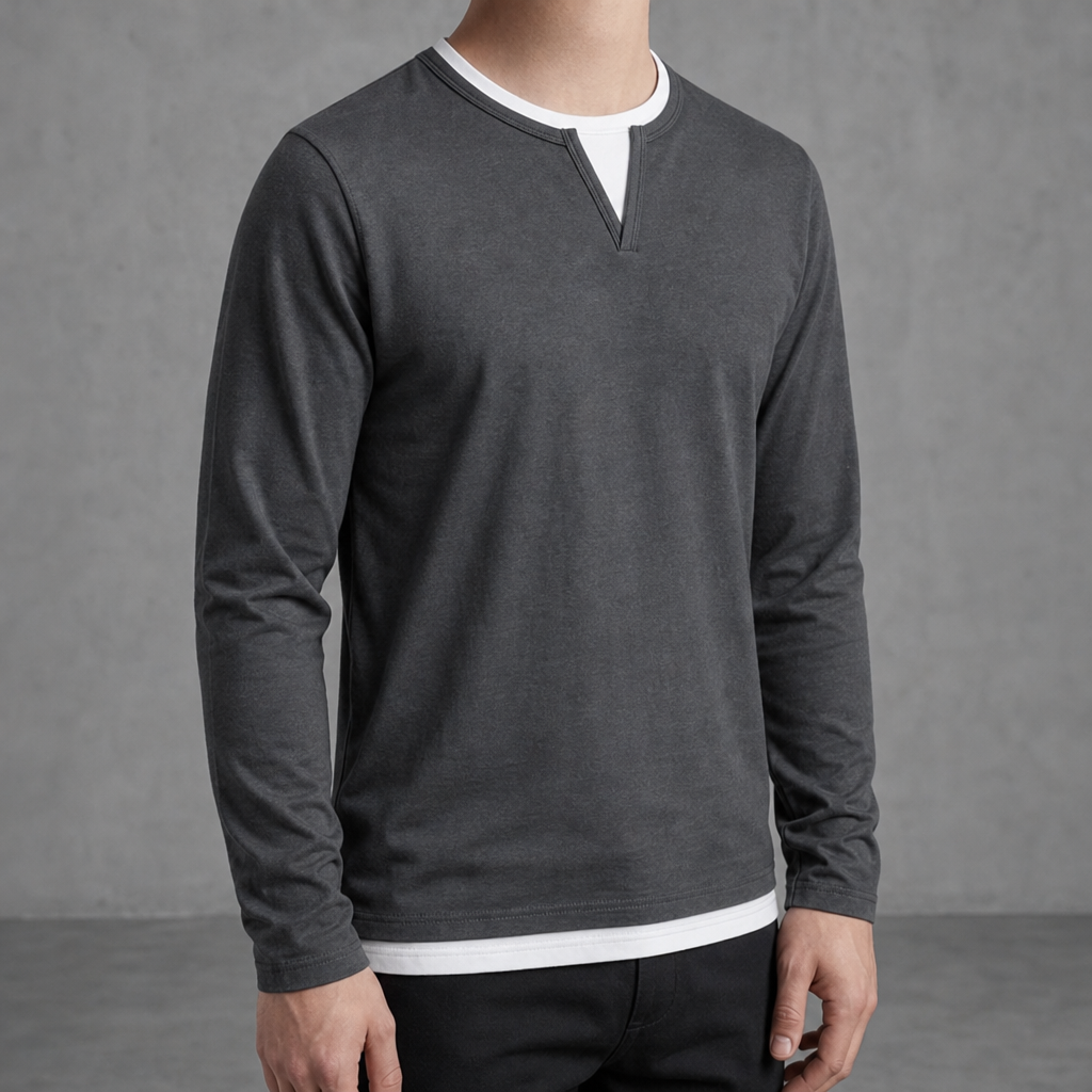 Sanremo Layered V-Notch Shirt in Gray