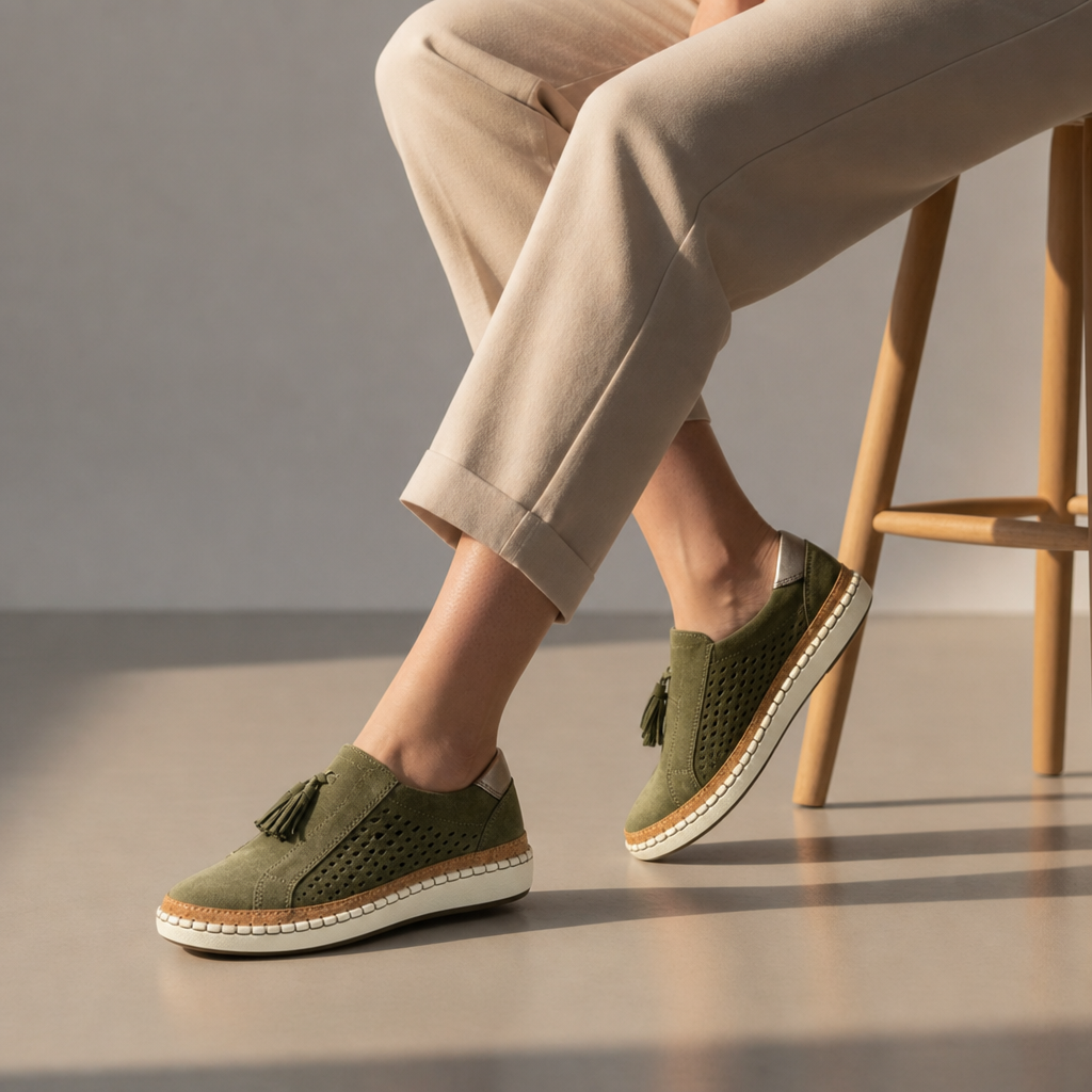 Ronda Orthopedic Slip-On Sneakers in Green
