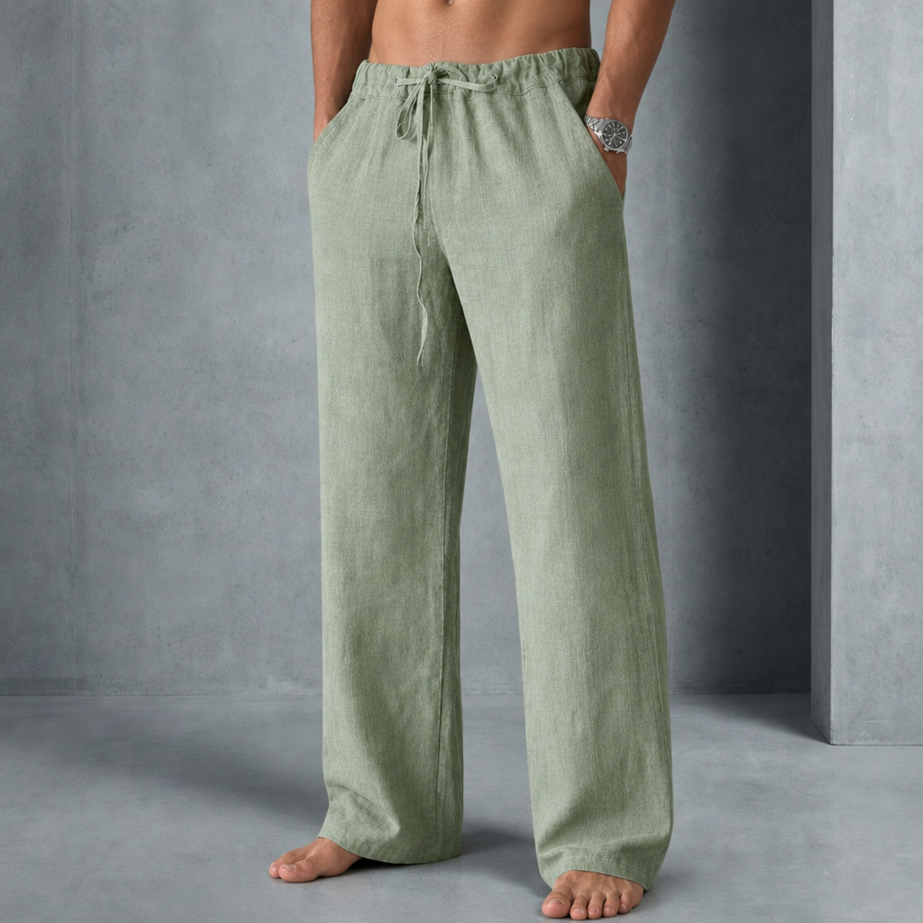 Alvanti Linen Drawstring Trousers in Green