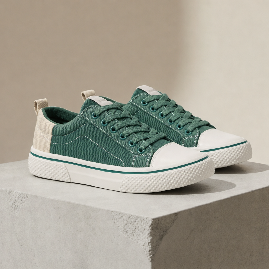 Mallorca Color Block Canvas Sneakers in Green