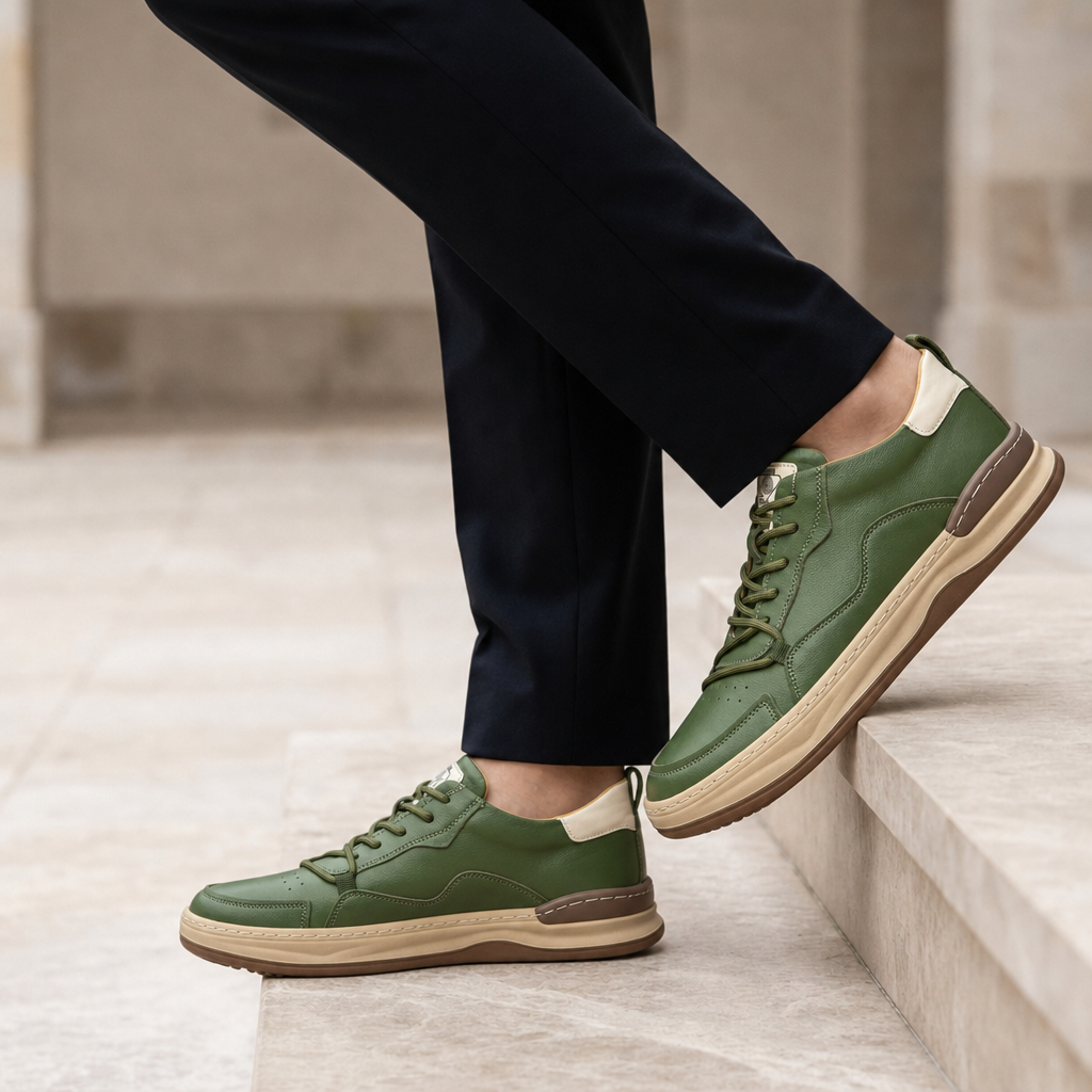 Toledo Leather Casual Sneakers in Green