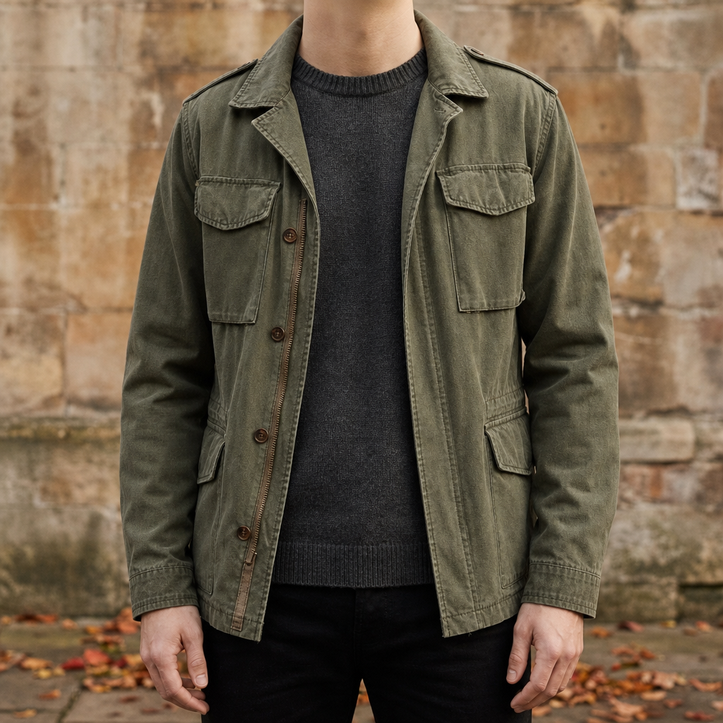 Menton Vintage Military Field Jacket in Green