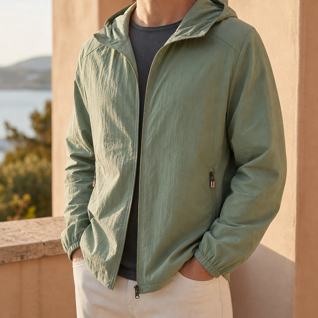 Girona Lightweight Hooded Windbreaker in Green