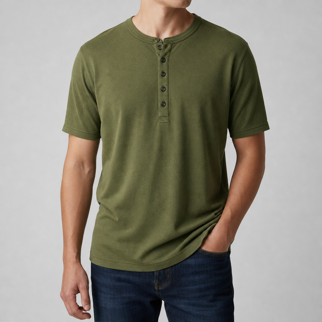 Skyros Athletic Henley Shirt in Green
