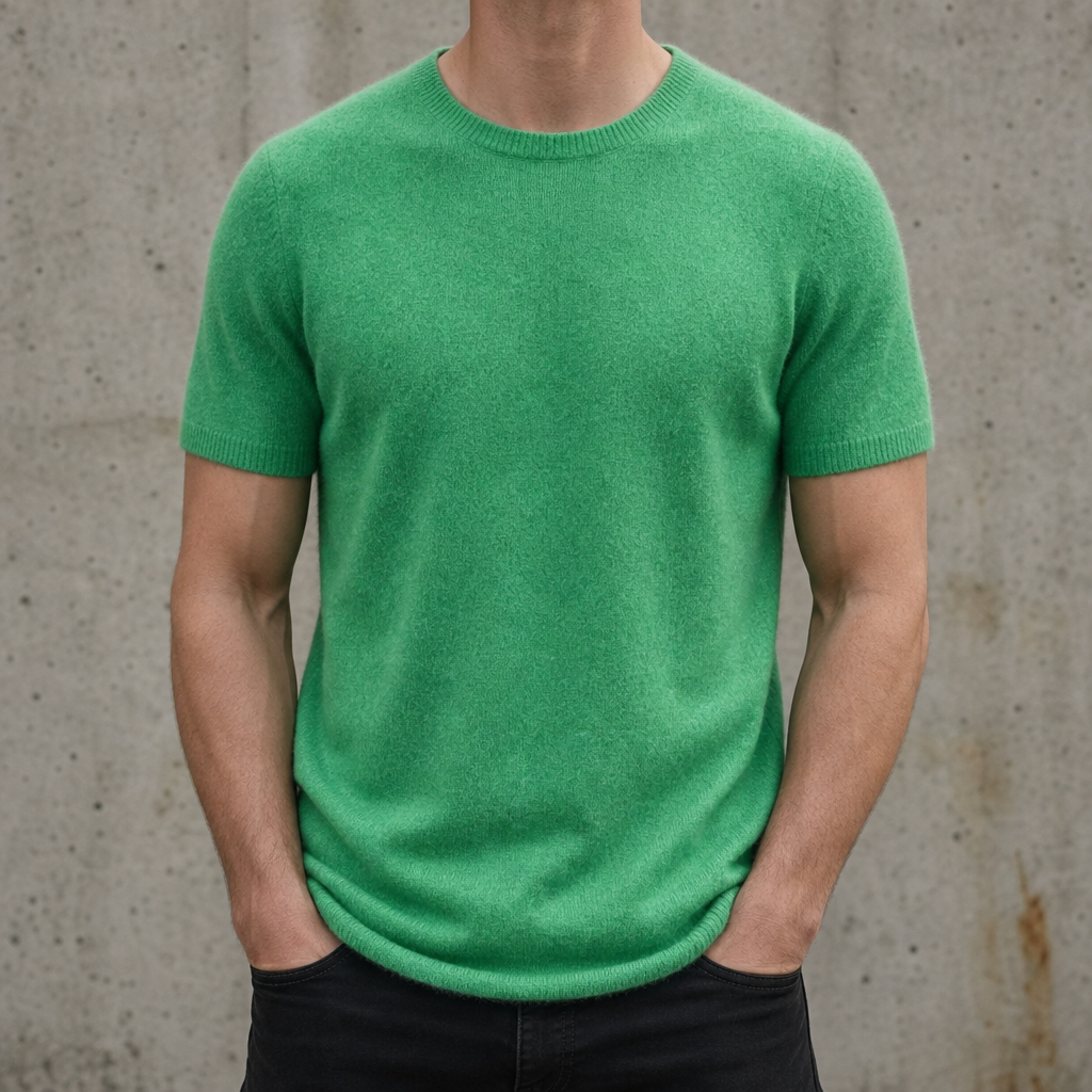 Santorini Cashmere Knit Tee in Green