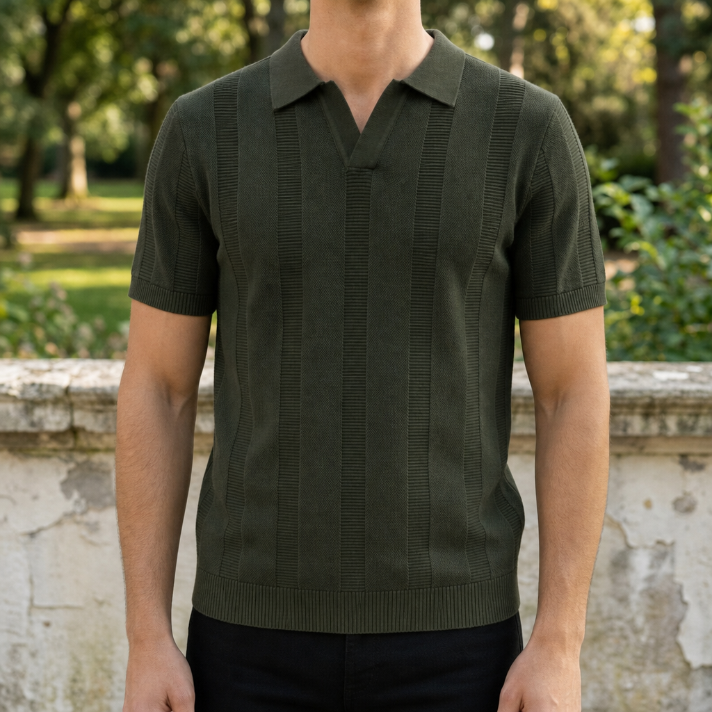Zadar Textured Panel Polo in Green