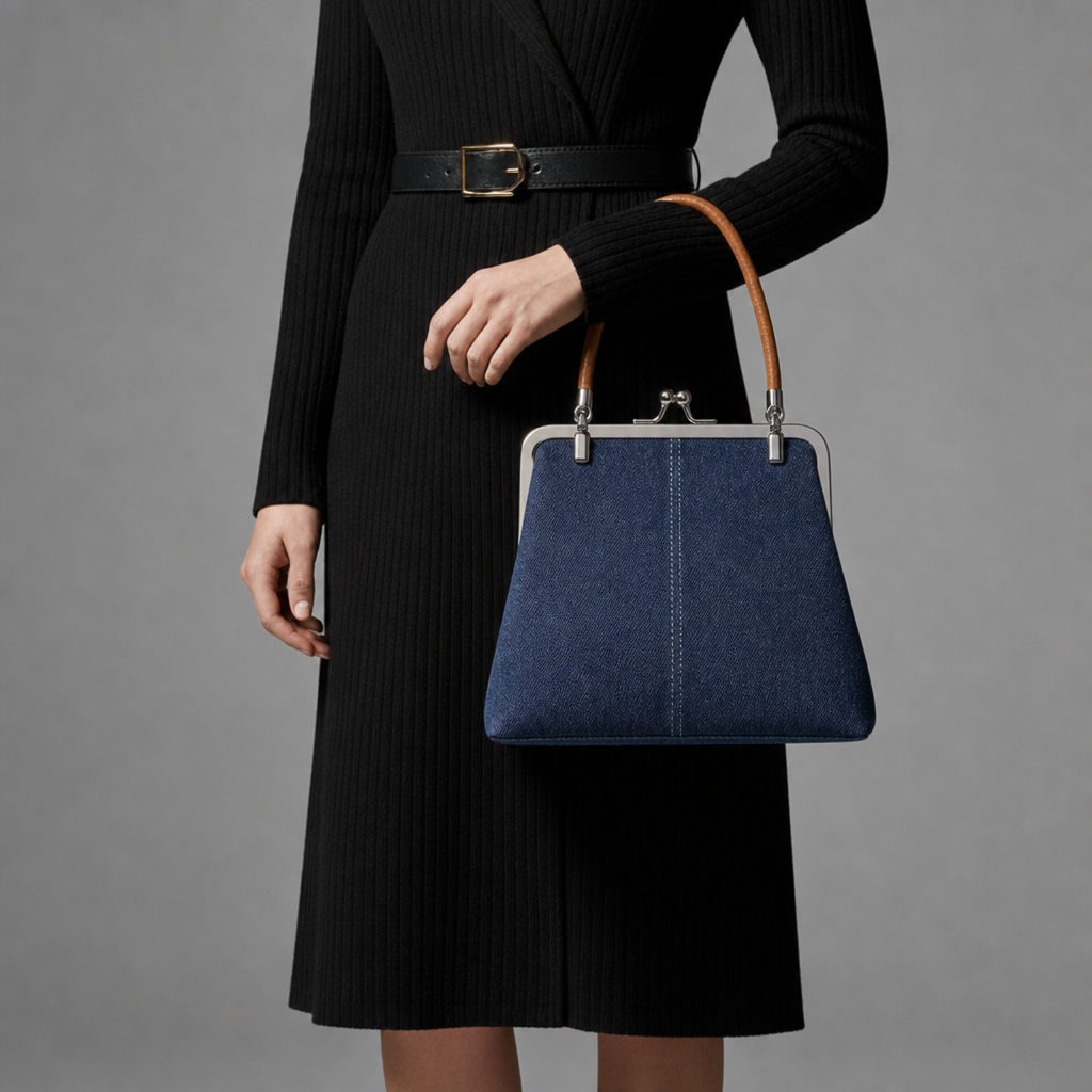 Positano Denim Frame Handbag in Indigo