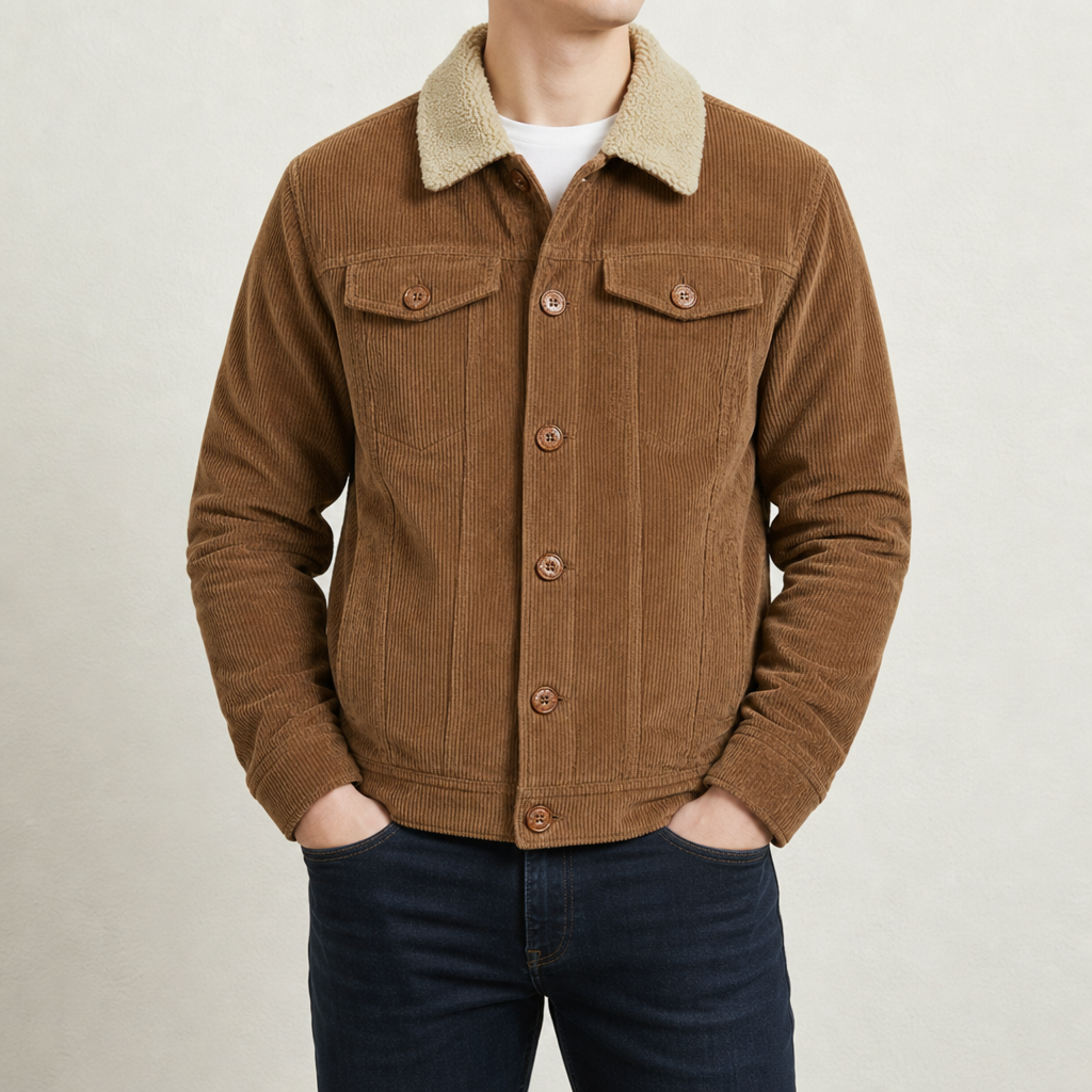 William Corduroy Sherpa Jacket in Khaki